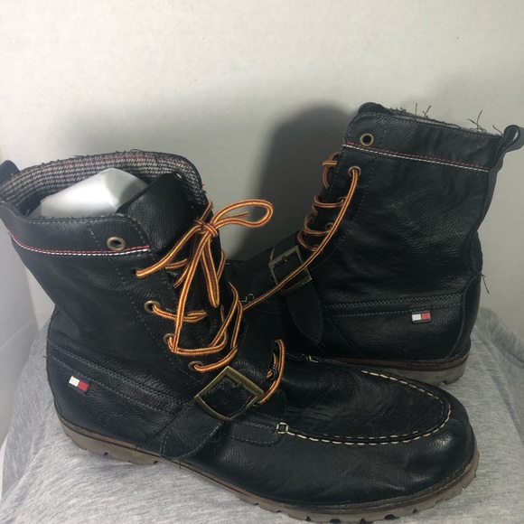 Men's Rare Tommy Hilfiger Ankle Black Leather 13 - Picture 3 of 5